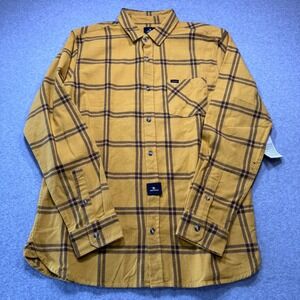 Rip Curl Checked Out LS Flannel Shirt Mens Medium Mustard Yellow Plaid CSHGU9